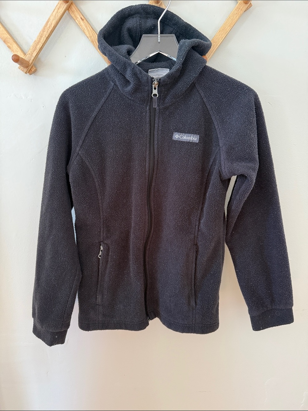 Columbia Girls Benton II Fleece Hoodie Jacket Black Size M 10/12